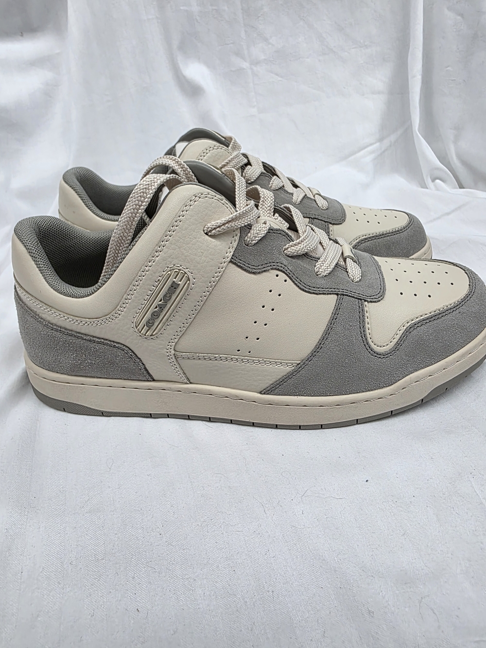 Coach Women’s Two-Tone Cream and Gray Leather Sneakers - Picture 5 of 10